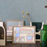 Peinture à l’huile abstraite contemporaine « Pink District » de l’artiste britannique Lloyd Durling, encadrée