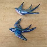 Set of 2 Vintage Ceramic Wall Swallows