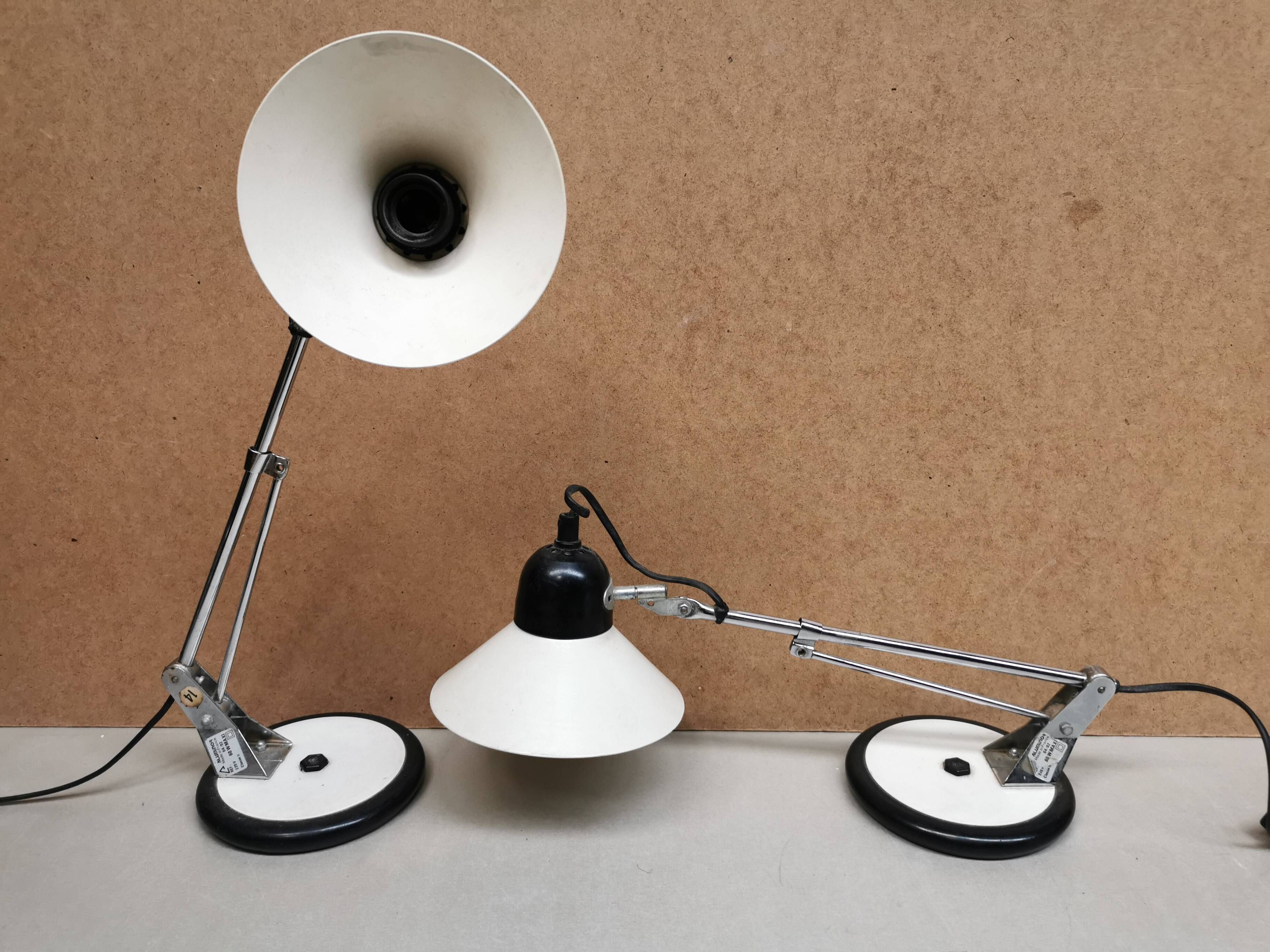 Pair of vintage desk lamps from the 60s and 70s aluminor