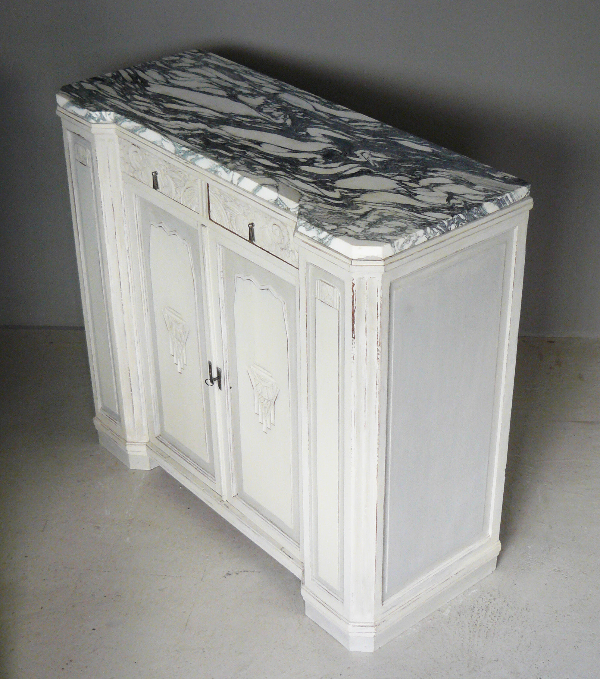 Art deco wood and marble sideboard