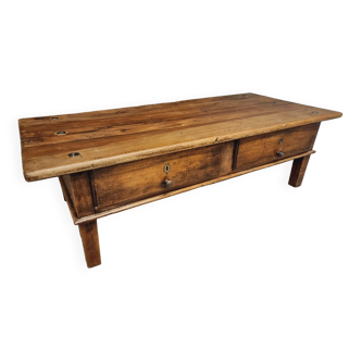 Table basse ancienne en noyer 19ème siècle 70 x 160 cm