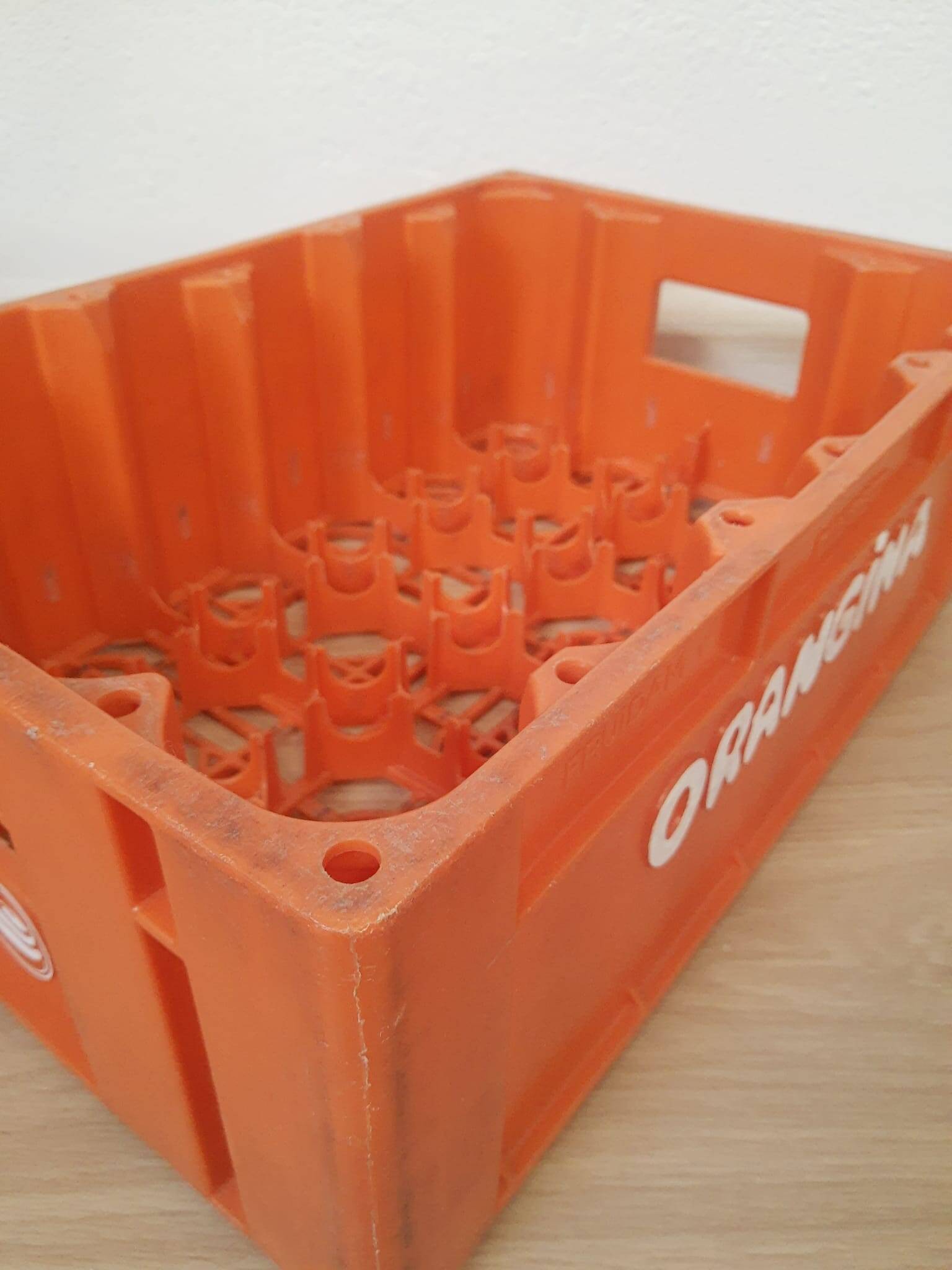 Vintage Orangina advertising bottle crate