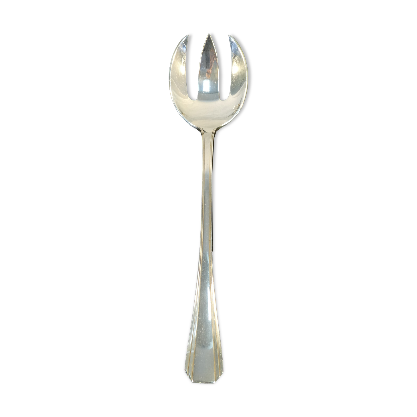 Art deco salad serving fork Christofle model Boreal by Luc Lanel