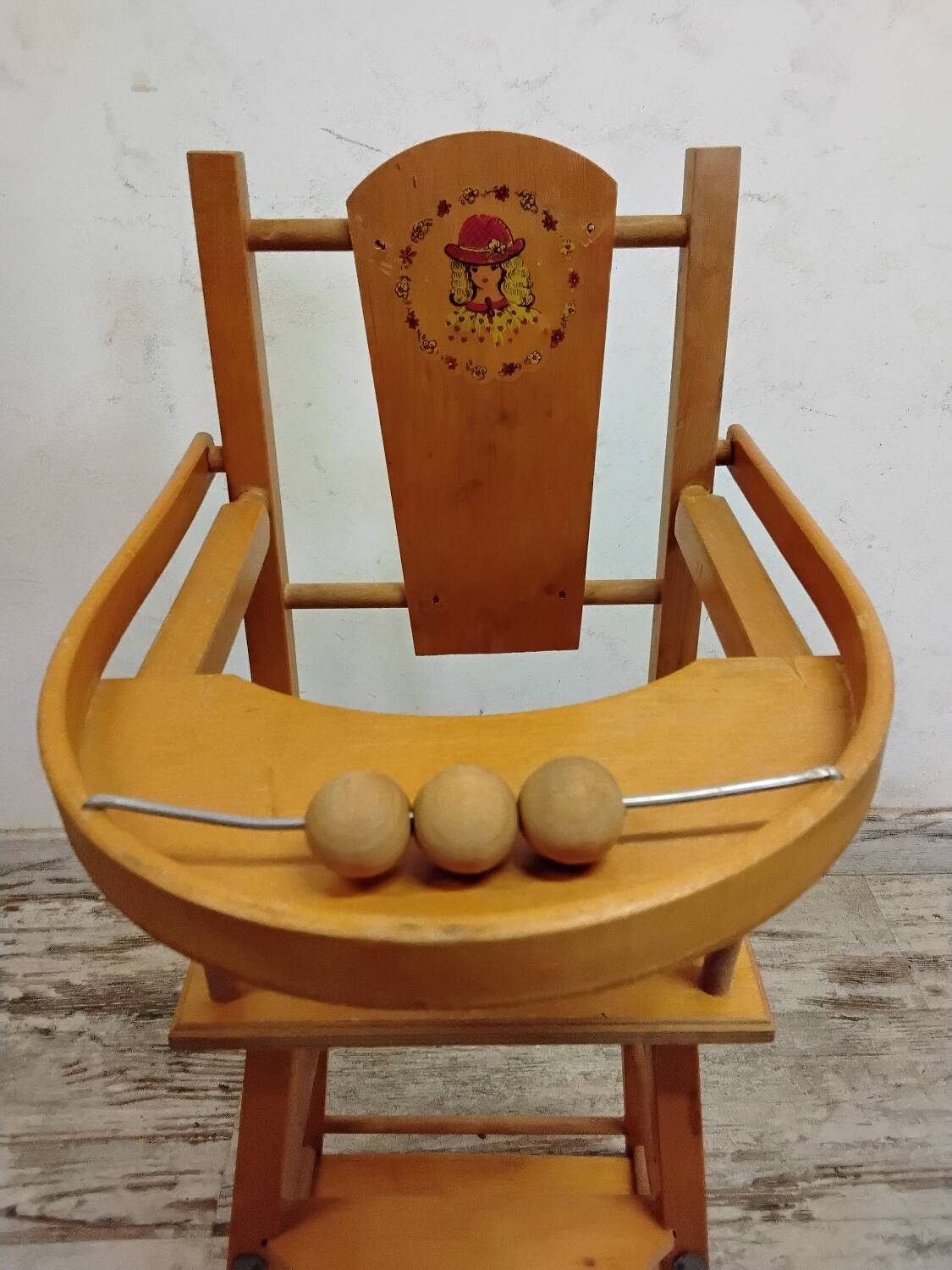 Transformable antique doll high chair