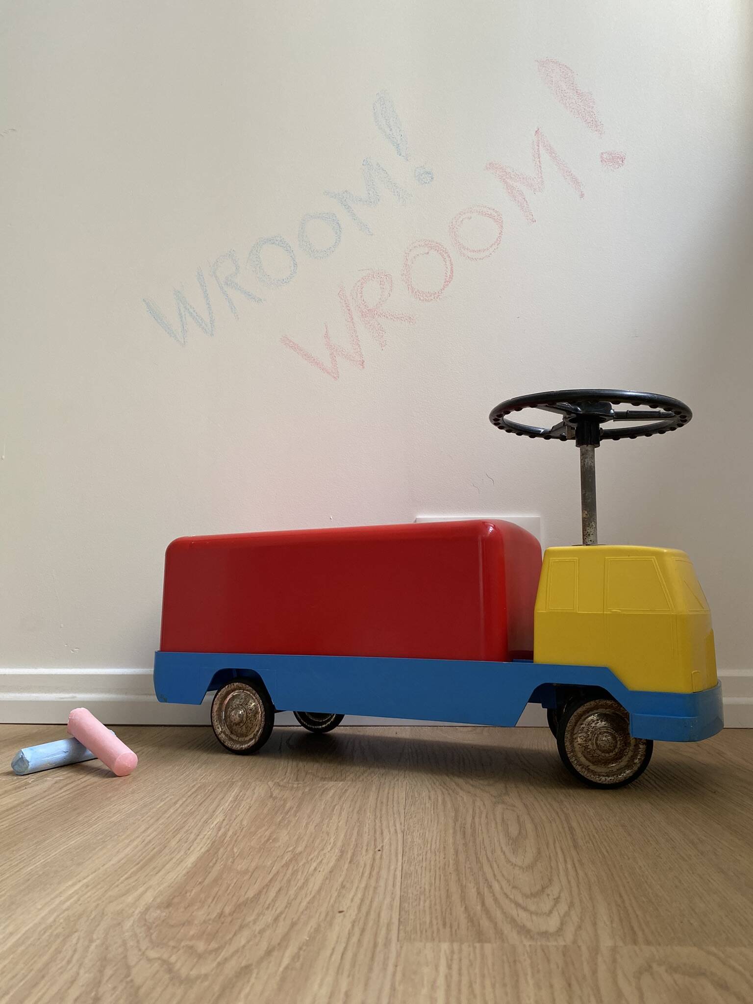 Kiddicraft vintage red blue and yellow children's carrier truck