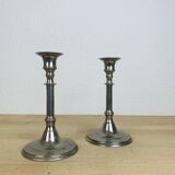 Pair of vintage silver-colored metal candlesticks