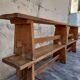 Pair of oak old farm benches 2m71