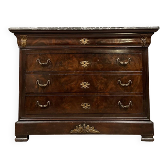 Magnificent Parisian Louis Philippe period chest of drawers in mahogany