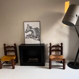 Pair of low oak chairs