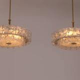 "Pair of Doria Leuchten Mid-Century Brass & Crystal Chandeliers, 1960s"