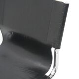 Pair of metal and leather chairs by Carlo Bartoli for T70, 1970s.