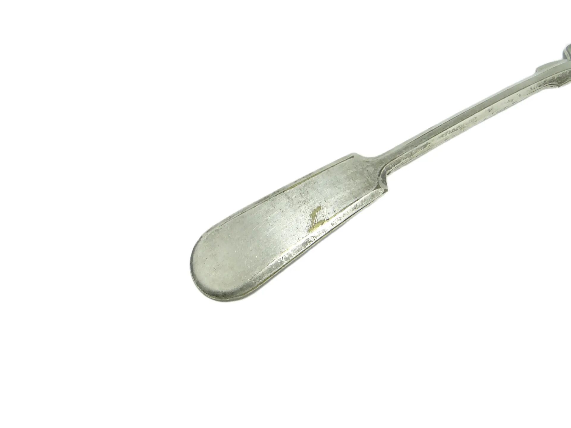 Art Deco dinner fork, silver-plated brass, Fraget, Poland, 1930s.