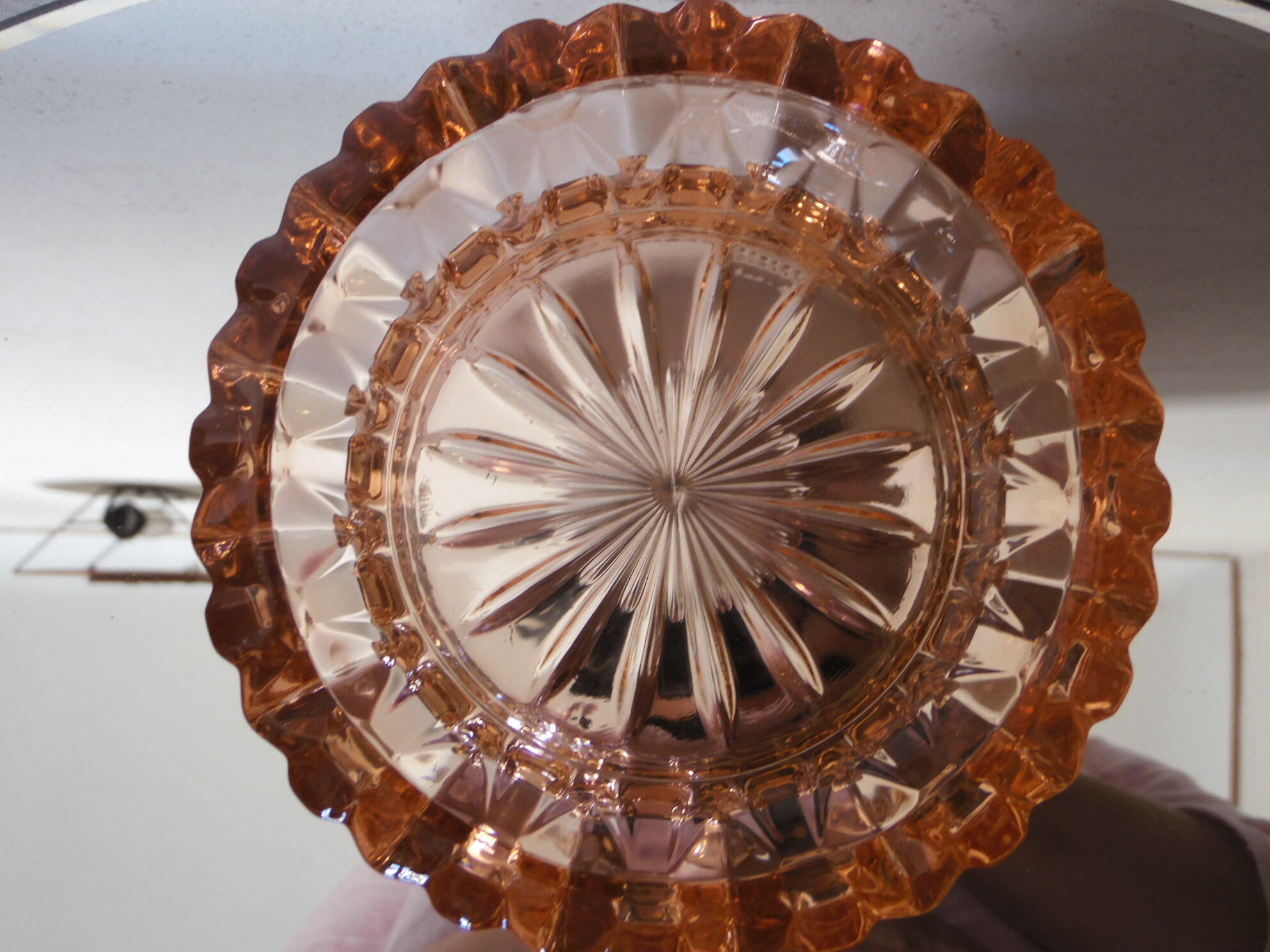 Polished glass ashtray pink blush