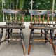 6 solid wood Windsor dining chairs from the 1950s.