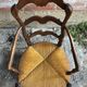 Pair Old Armchair Needle Wood Carved & Seat Paillé + Vintage Fabric Cover