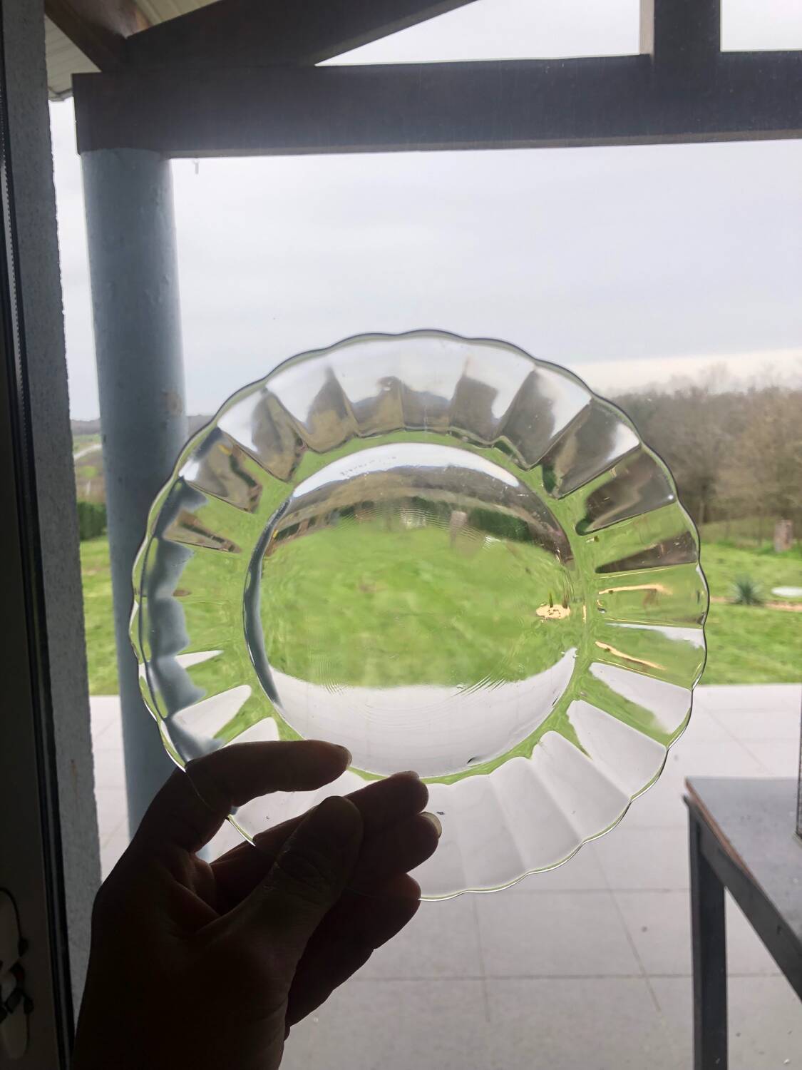 Duralex dessert plates in the shape of a daisy flower, transparent glass