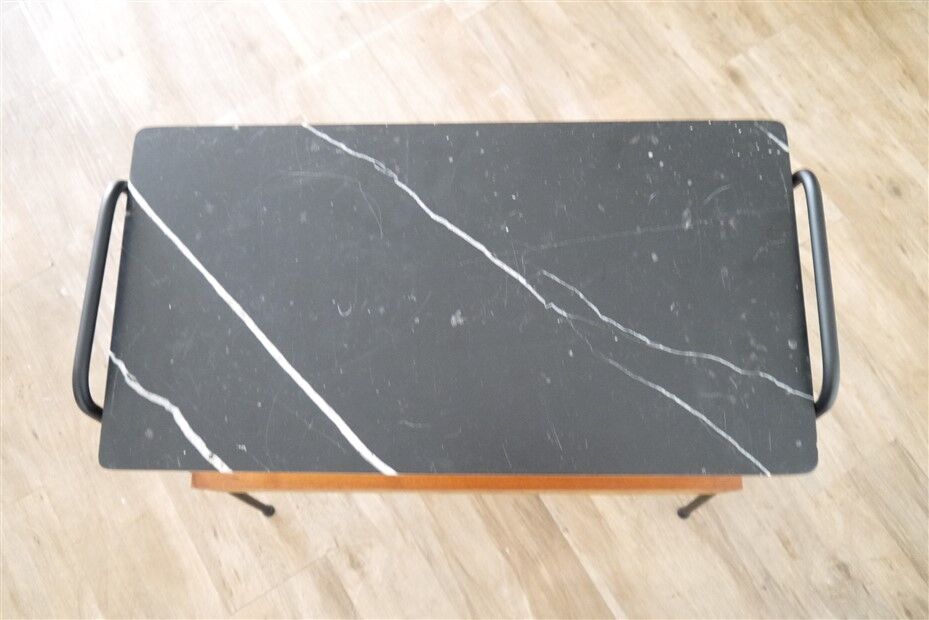 Vintage Scandinavian console in teak and marble 1960