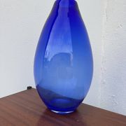 Grand vase verre soufflé bleue cobalt vintage