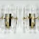 Sciolari, set of two large sconces in glass and gilded brass. Italy 1970s