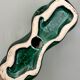 Pair of vintage green ceramic candlesticks signed Hubert Pernin, Vallauris.