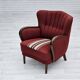 1960s, Danish armchair by Alfred Christensen, red furniture wool fabric.