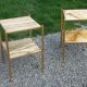 Pair of neoclassical side tables in bronze, brass, marble, and o.