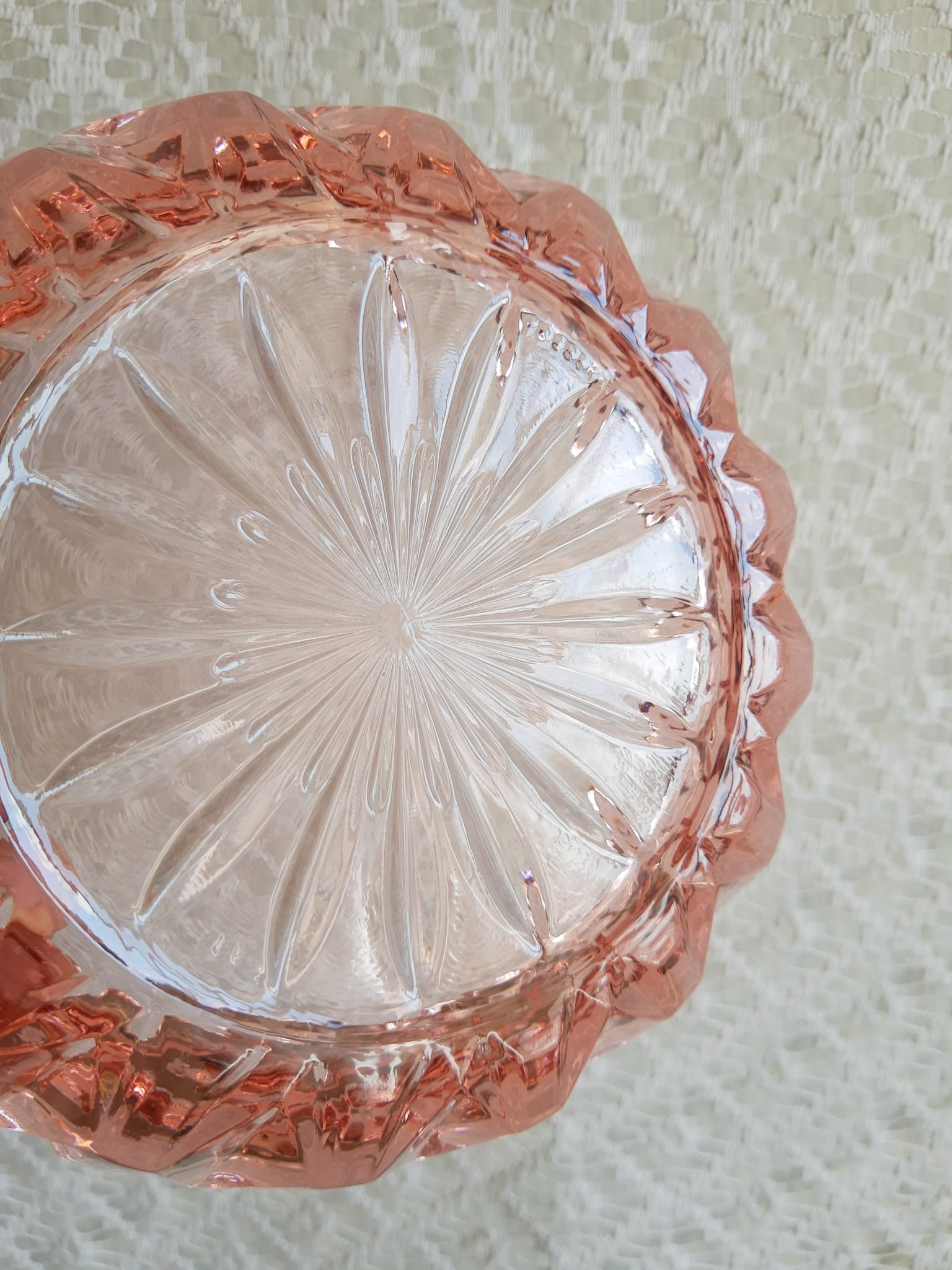 Rosaline pink chiseled glass ashtray