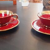Paire de tasse année 50 en porcelaine émaillée Magdalithe