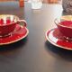 Pair of cup year 50 in glazed porcelain Magdalithe