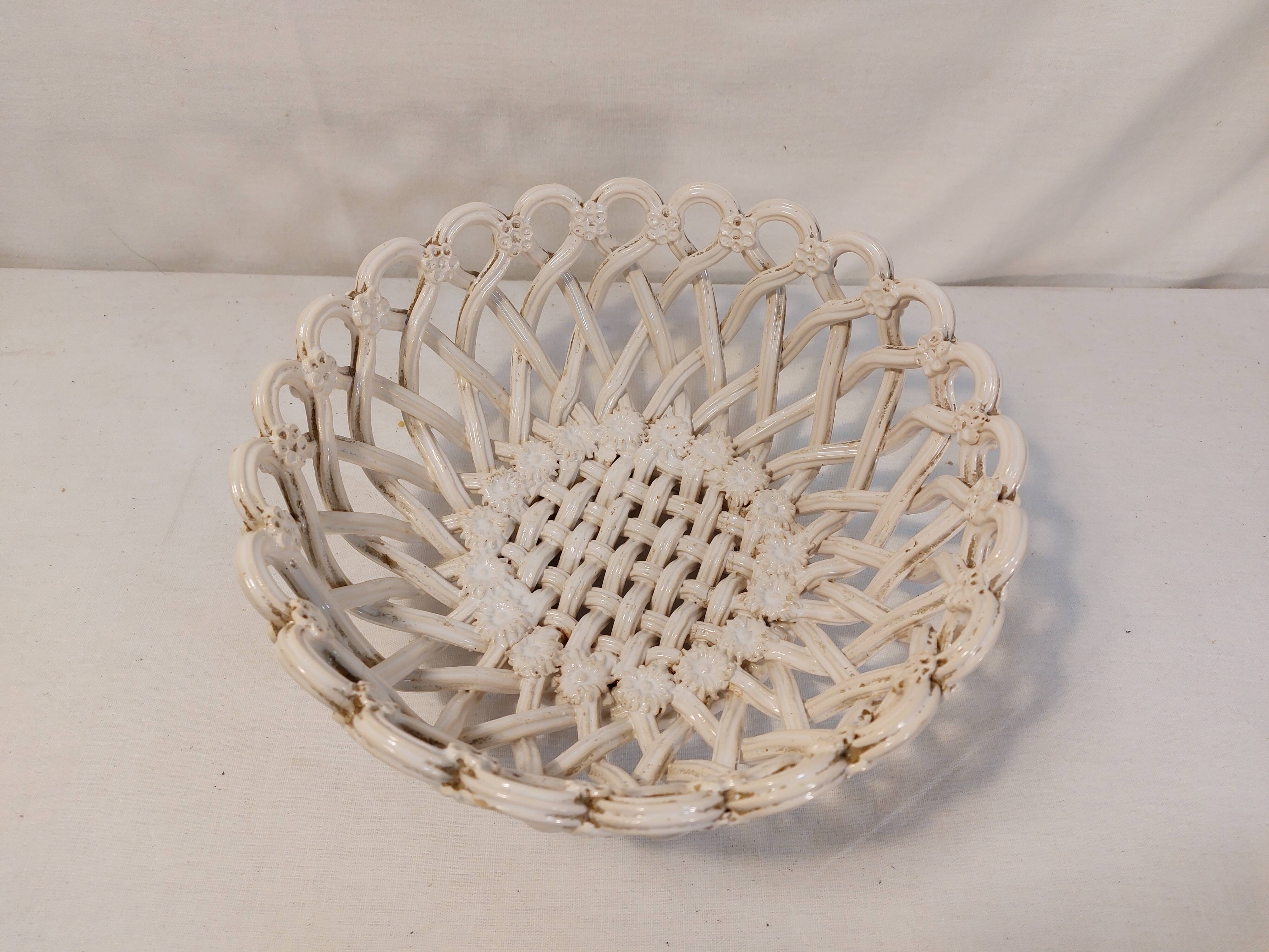 Old woven ceramic basket - Maison Pichon - Uzès 1960