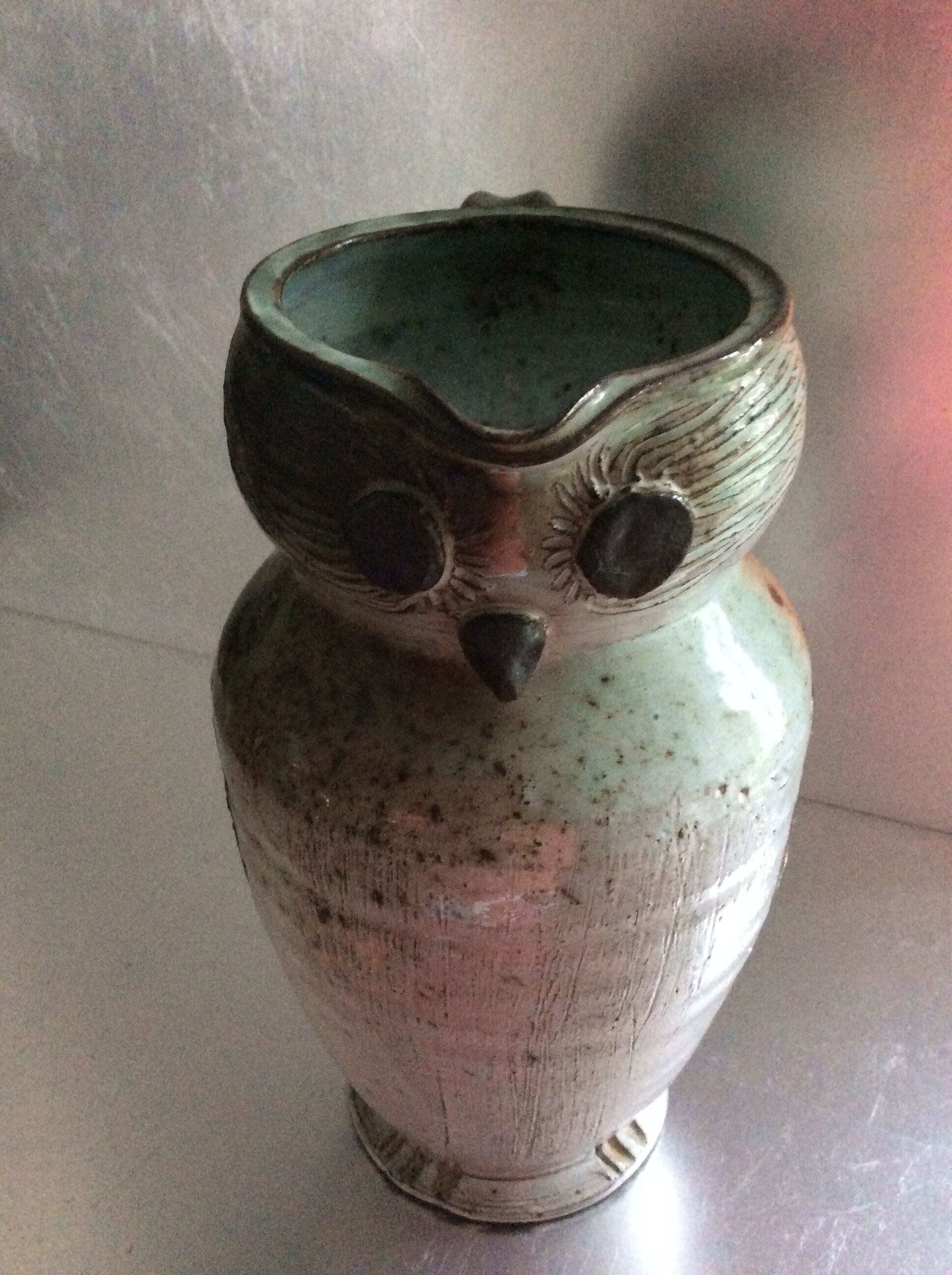 Ceramic owl pitcher, 70s