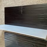 Pair of contemporary shelves in steel and stained wood
