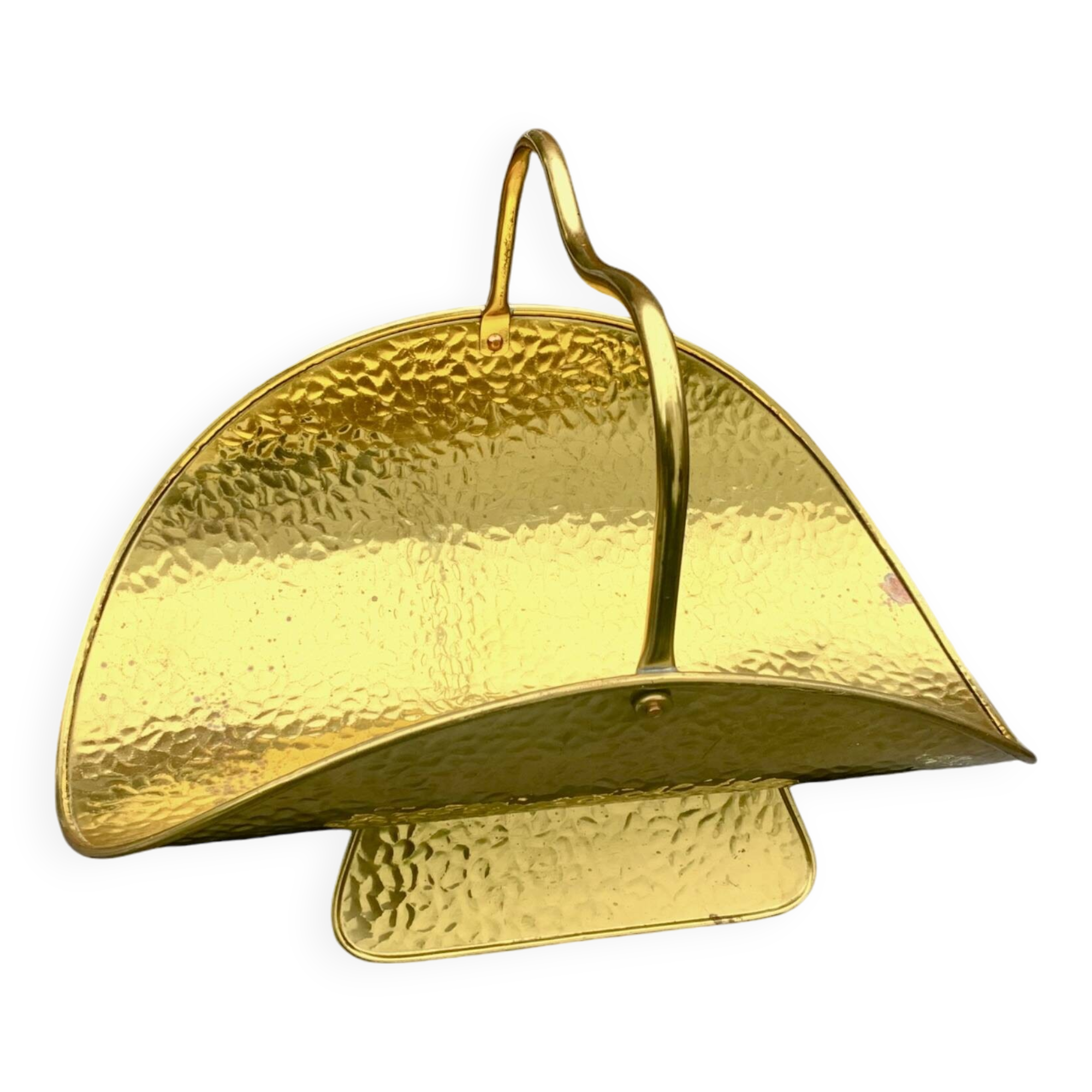 Vintage hammered brass log holder