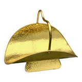 Vintage hammered brass log holder
