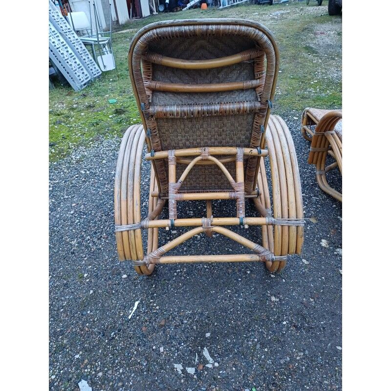Pair of colonial rattan deck chairs
