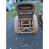Pair of colonial rattan deck chairs