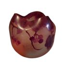 small multi-layer glass ball vase cleared with cassis acid and enhanced with paint signed Theodor