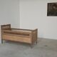 Children's bed in wood and sandblasted rattan from the 1960s.