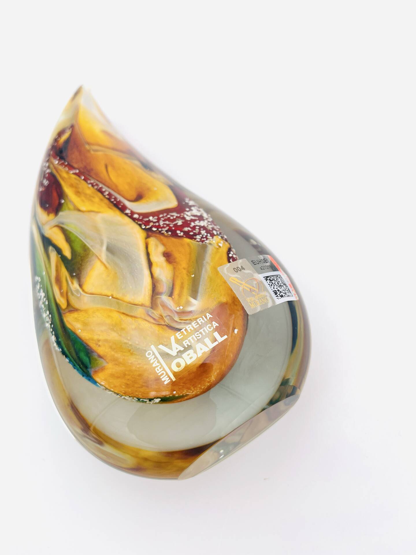 Vase sculpture Murano Gioia Michele Onesto Oball or 24k Sommerso 20cm
