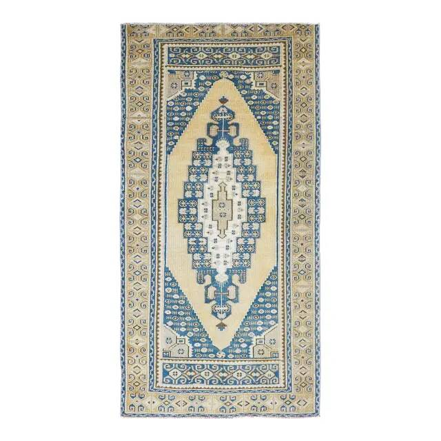 Vintage Turkish Oushak Handmade Wool Cotton Orange Area Rug 95x188