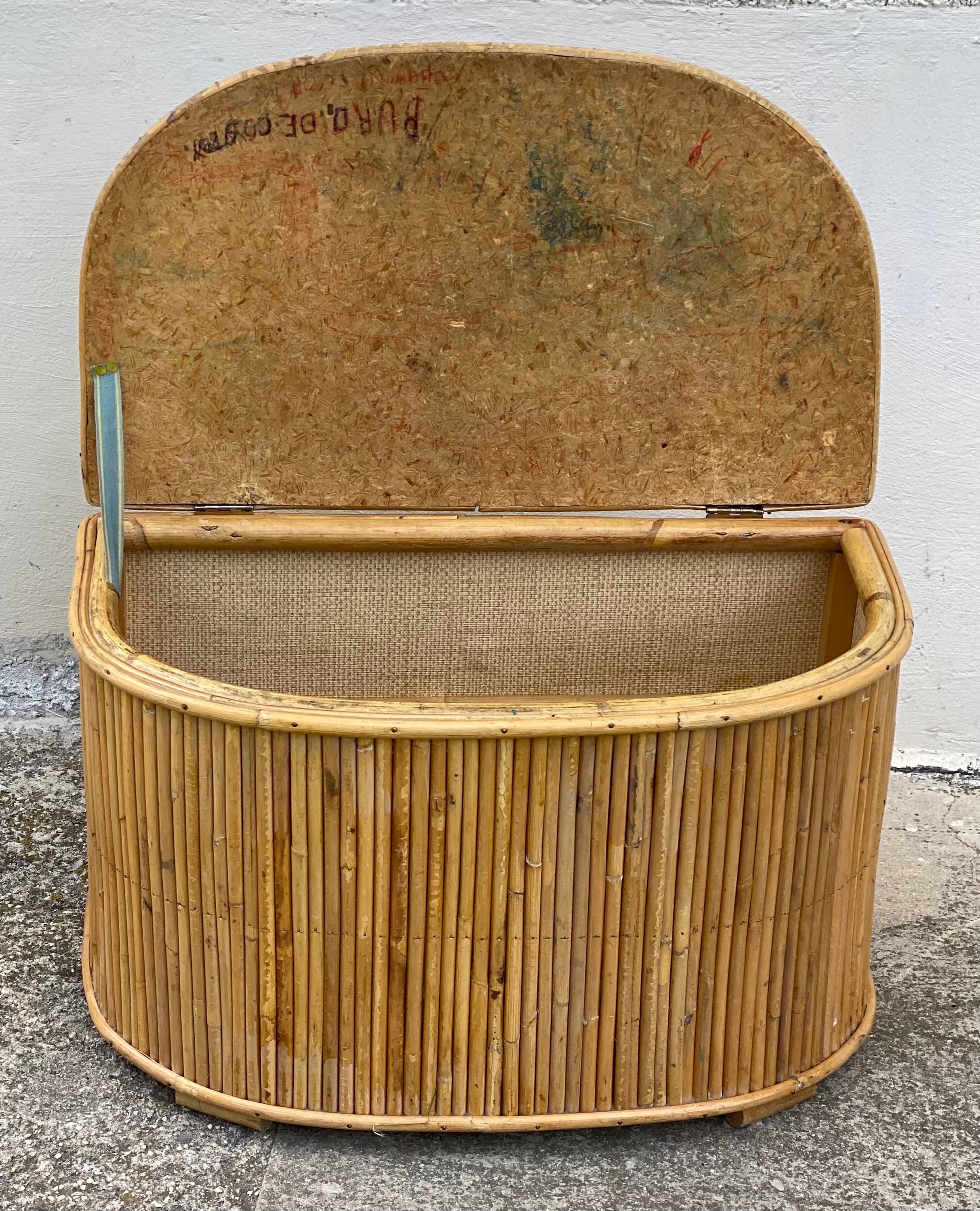 Petit coffre rotin vintage 1960