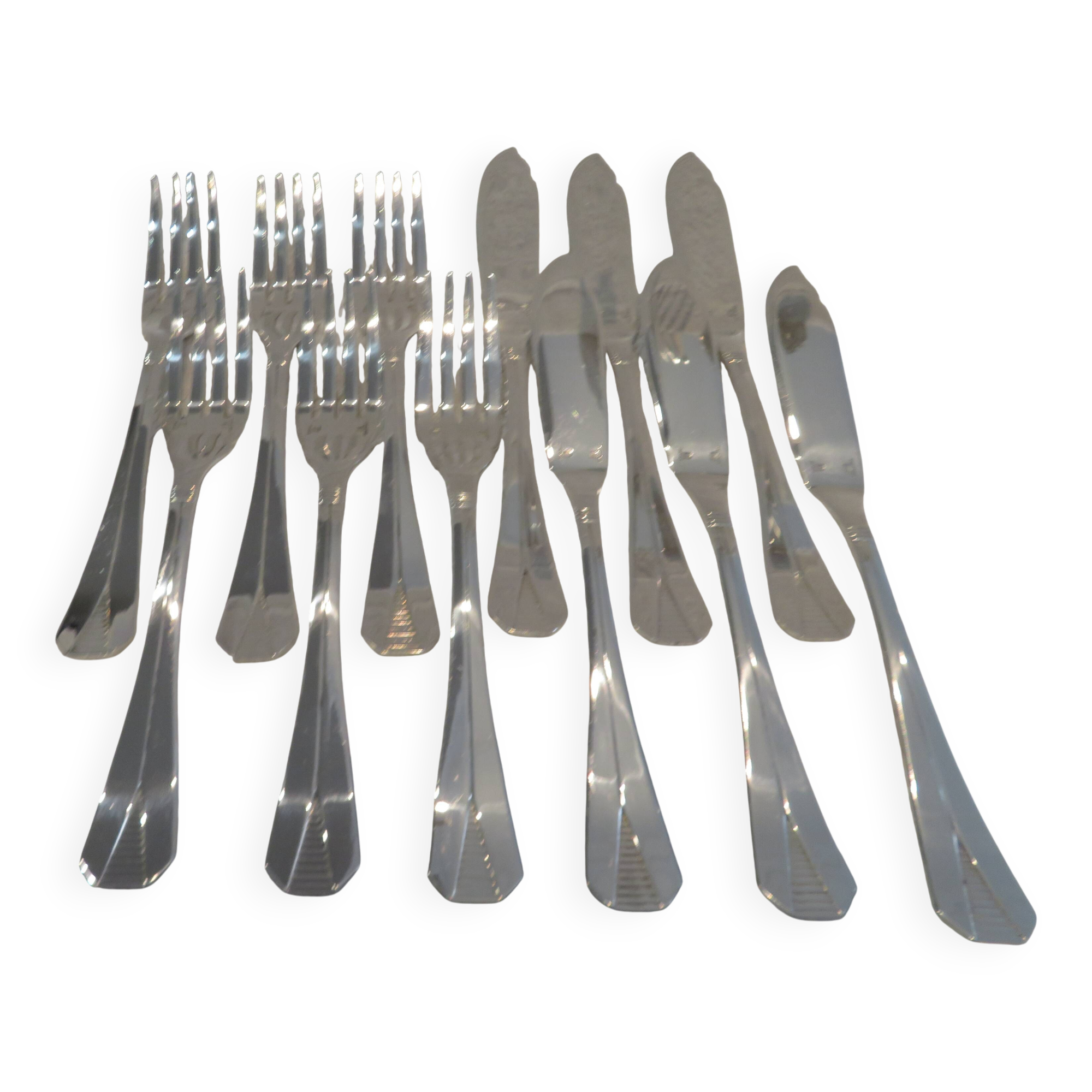 6 silver-plated fish cutlery sets 12p Christofle Atlantide