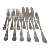 6 silver-plated fish cutlery sets 12p Christofle Atlantide