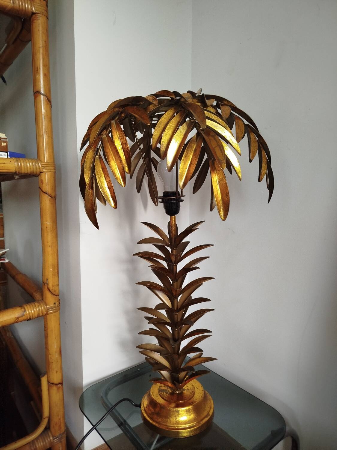 Large Palm Tree Lamp in gilded metal, late twentieth century.