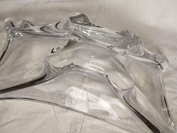 Centre de table vintage – Verre pressé / cristal – Forme étoile – Années 50