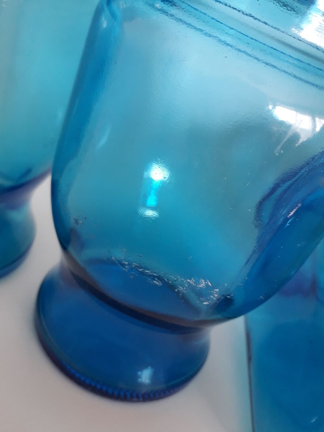 Set of blue glass jars