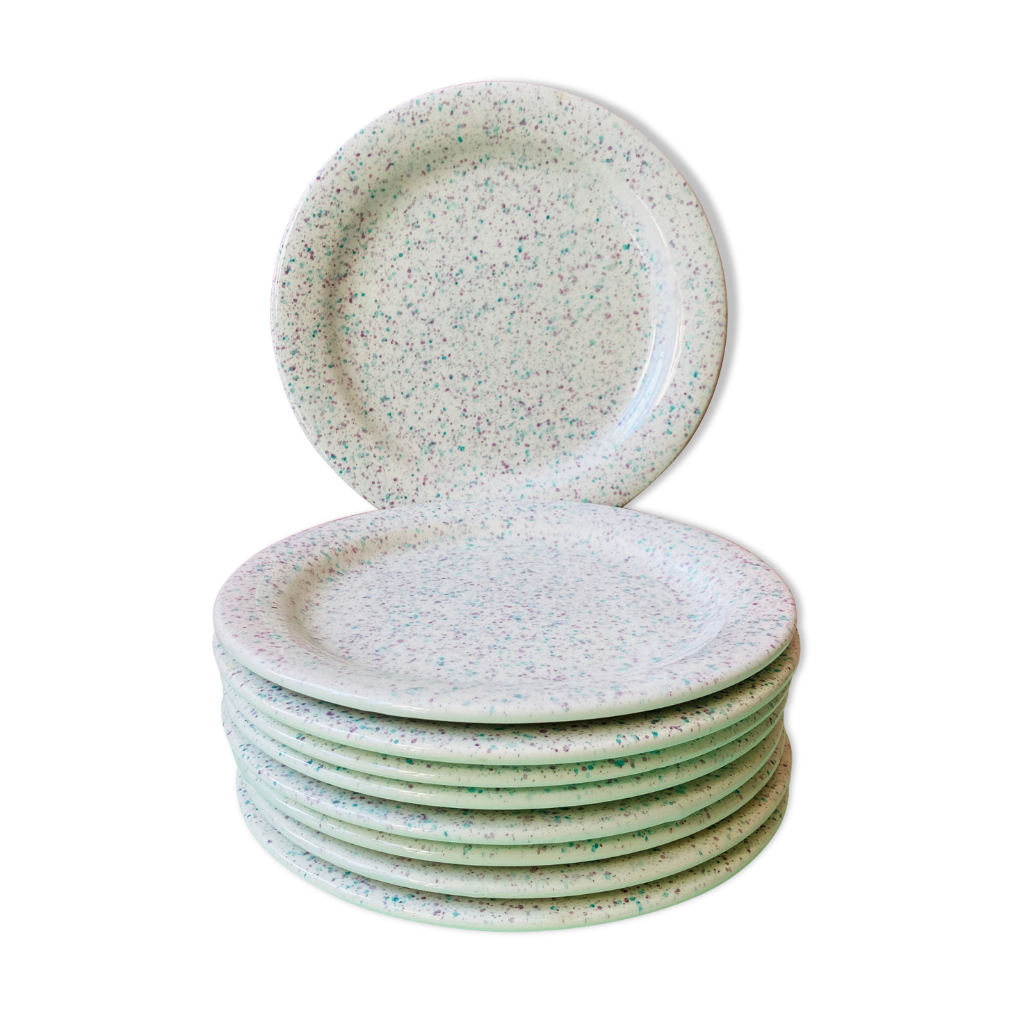 Lot of 10speckled pastel plates quadrifoglio