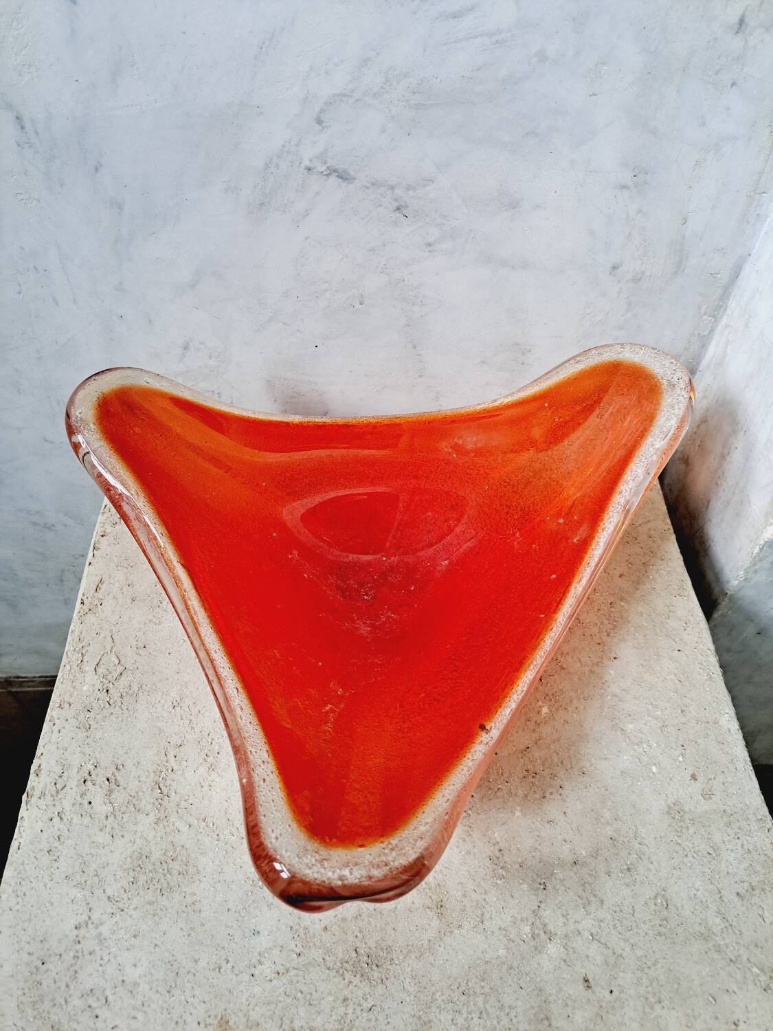 Vintage large Murano bubble glass empty pocket