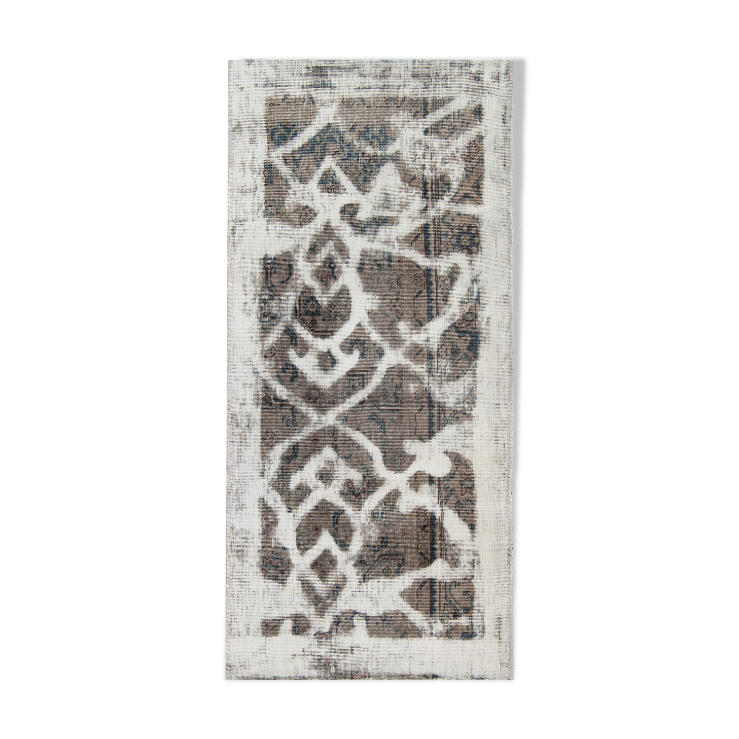 Traditional overdyed grey persian rug handwoven oriental living area rug 63x137cm