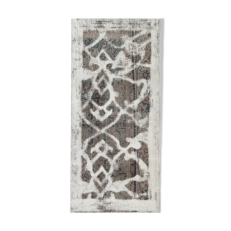 Traditional overdyed grey persian rug handwoven oriental living area rug 63x137cm